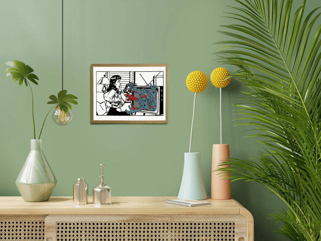Brainnn !!!! Affiche en édition limitée, sérigraphie artisanale | femme, zombie, télévision, vintage, rétro, comic book, pop art, wall decor