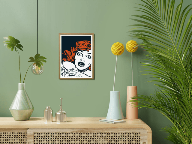 Fear, Affiche en édition limitée, sérigraphie artisanale | femme rousse, sentiment, comic book, orange bleu, pop art, wall decor, decoratio